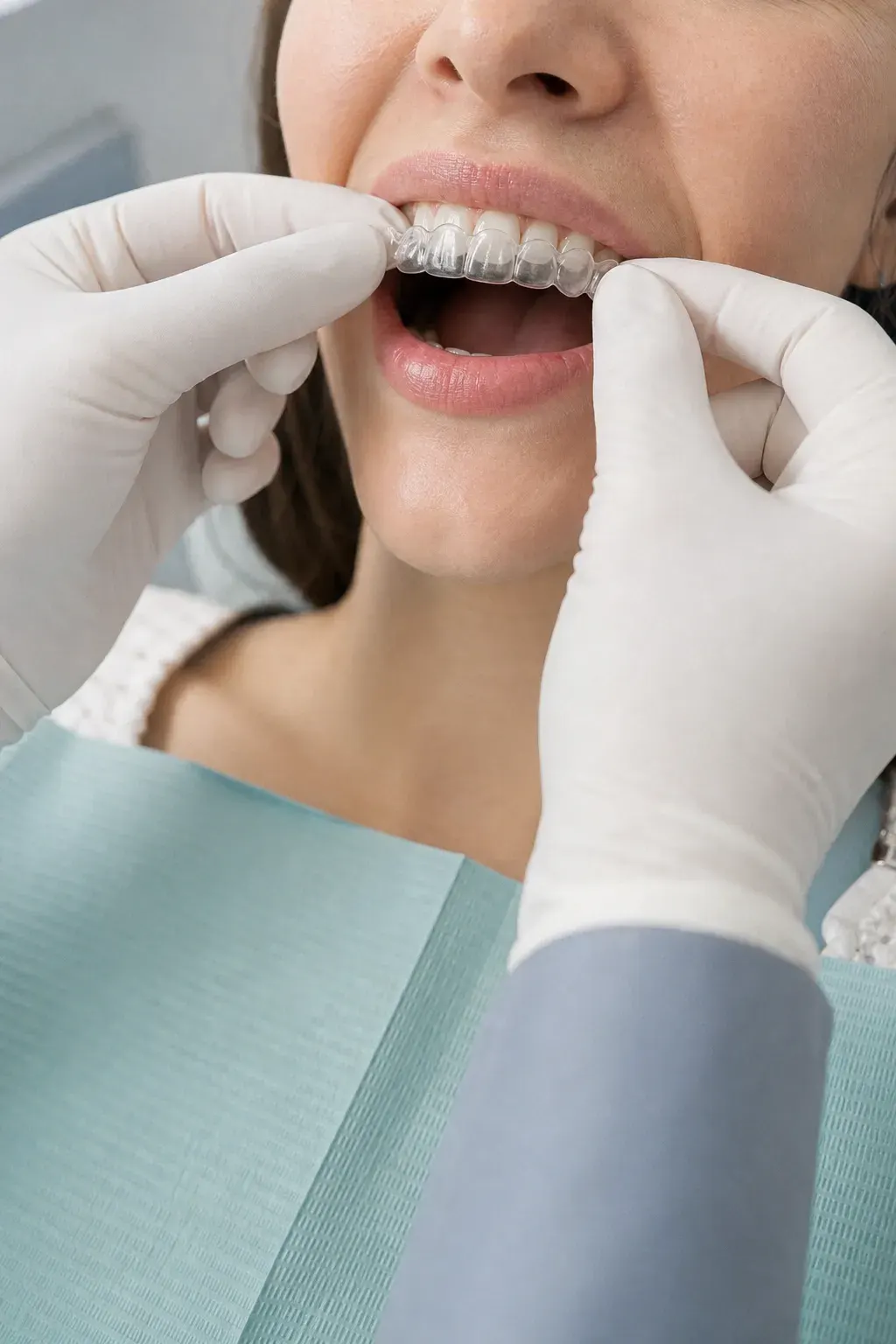 Before and after take-home teeth whitening results showing an even brighter shade at Smile Brookline